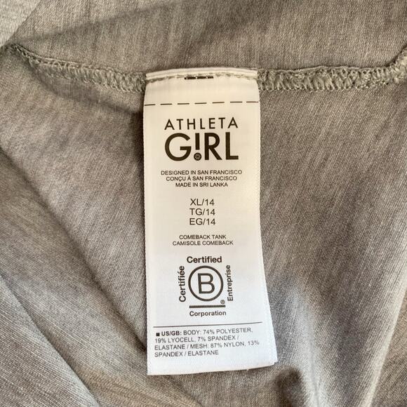 Athleta Girl Comeback Tank Top Grey Mesh Girls XL 14 - Picture 8 of 9